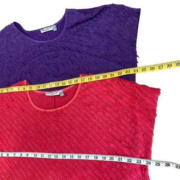 Rebecca Malone Bundle of 2 Tiered Ruffles Short Sleeves Tops Size 1X Red Purple - Picture 13 of 14